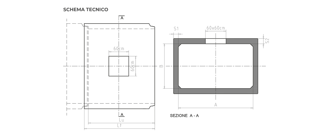 disegni tecnici scatolare con ispezione