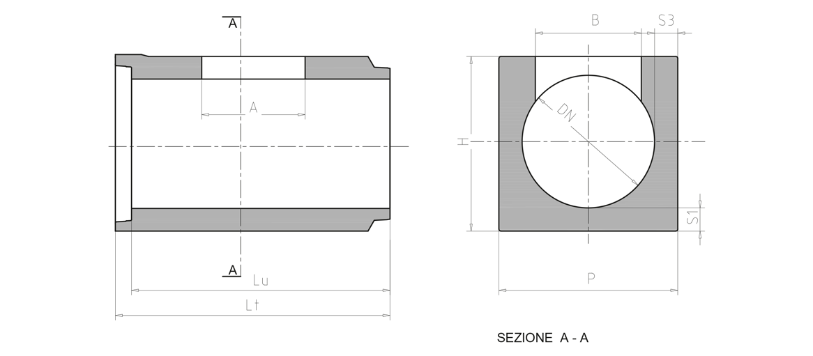 disegno tubo circolare con pozzetto 